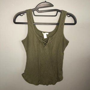 Olive Green Crop Tank Top